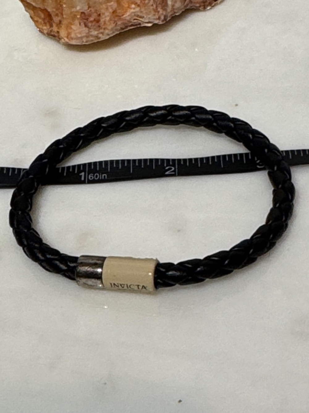 Invicta Black Leather Braided Bracelet - Picture 4 of 6
